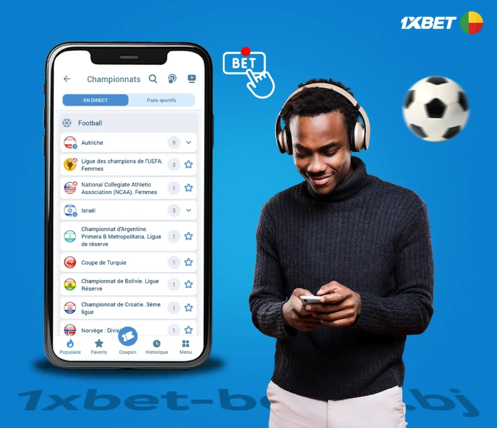1xBet Bénin Options pour les paris sportifs en direct