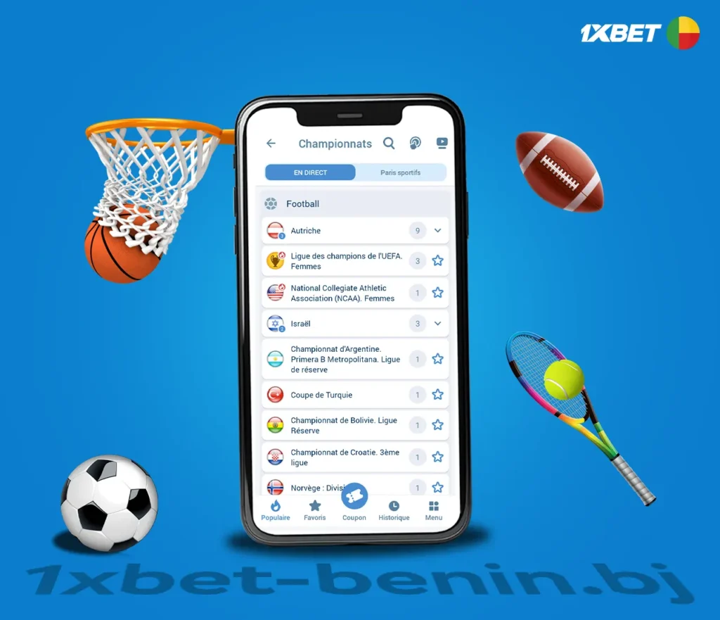 Types de paris dans l'application 1xBet.BJ APK