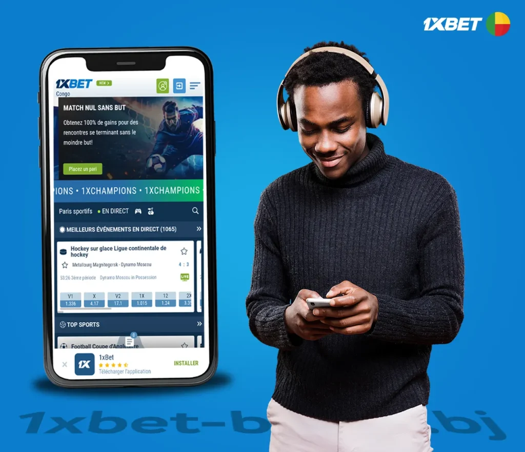 Version du site Web mobile 1xBet Bénin